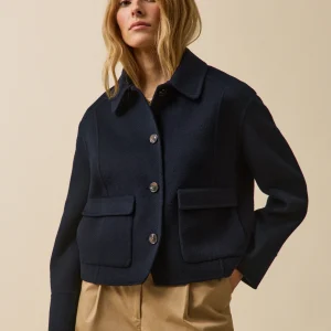 Veste boutonnée lainage double face femme