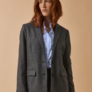 Veste tailleur lainage rayé femme