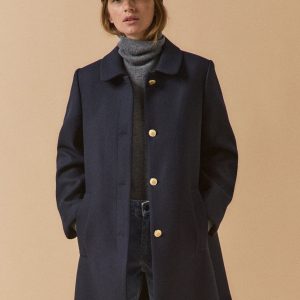 Manteau court lainage uni femme