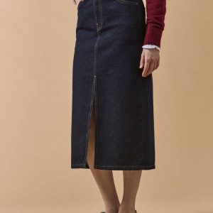 Jupe mi-longue jean femme coton biologique