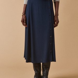 Jupe mi-longue femme viscose dobby