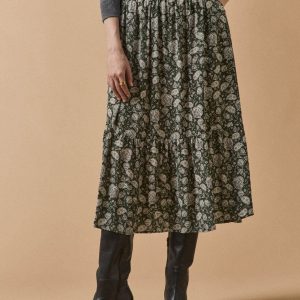 Jupe volantée mi-longue femme imprimé Lilith
