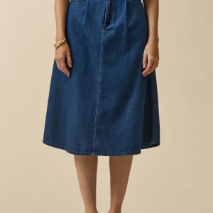 Jupe mi-longue jean femme coton biologique
