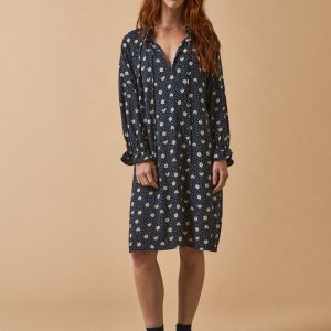 Robe housse courte femme viscose dobby imprimé Trèfles