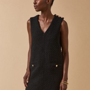 Robe courte sans manches tweed femme