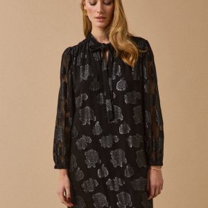 Robe courte voile jacquard brillant femme