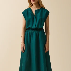 Robe sans manches lin et viscose femme