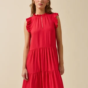 Robe volantée sans manches femme