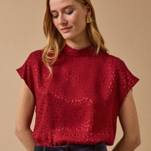 Top jacquard sans manches femme