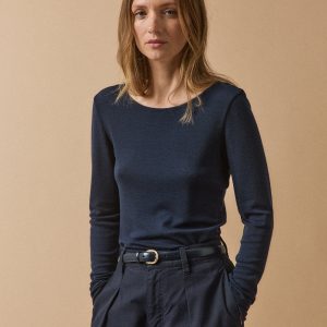 T-shirt col rond femme jersey de laine