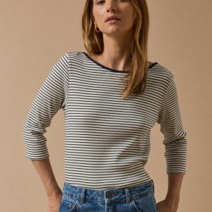 T-shirt rayé col bateau femme coton biologique