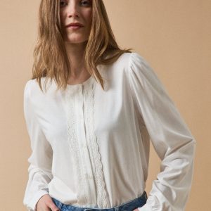 T-shirt boutonné brodé femme modal et coton biologique