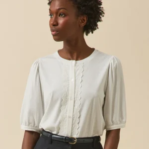 T-shirt brodé femme modal et coton biologique