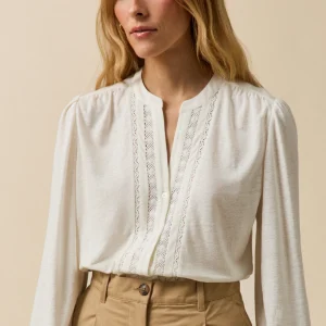 T-shirt dentelle lin et viscose femme