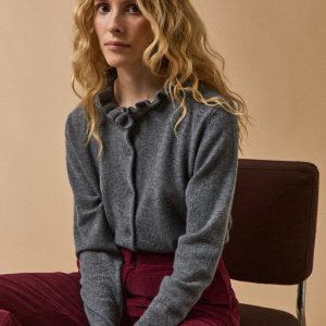Cardigan col volanté femme - Collection Cachemire