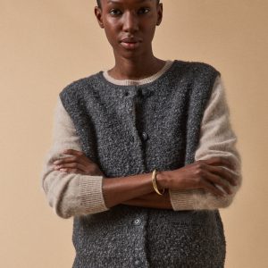 Gilet sans manches femme maille bouclette
