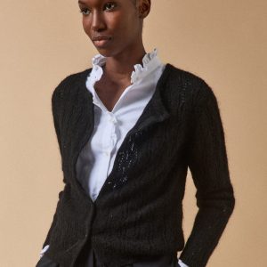 Gilet réversible femme mélange kid mohair