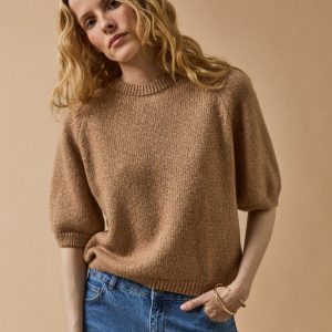 Pull irisé manches courtes femme
