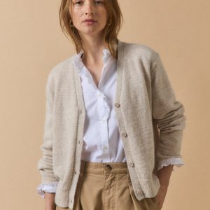 Gilet maille irisée femme avec alpaga et laine
