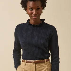 Pull col volanté femme coton biologique et cachemire