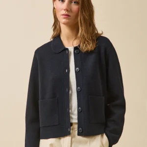 Gilet col chemise maille milano femme