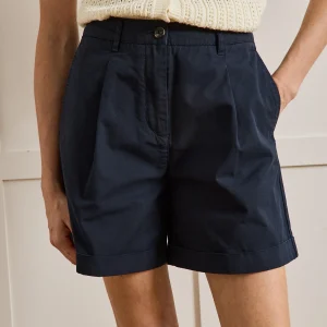 Short chino coton et lin femme