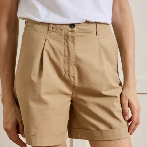Short chino coton et lin femme