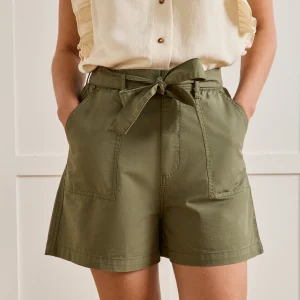 Short paperbag femme coton et lin