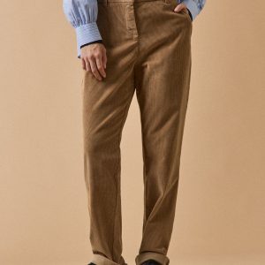 Pantalon chino velours femme Marine