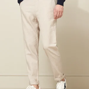 Pantalon taille élastiquée coton et lin homme