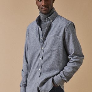 Chemise flanelle pied-de-puce homme coupe contemporaine