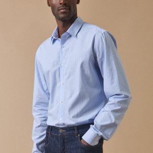 Chemise popeline rayée homme coupe ajustée
