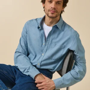 Chemise chambray homme coupe contemporaine