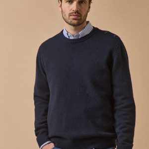 Pull boutonné laine mérinos homme