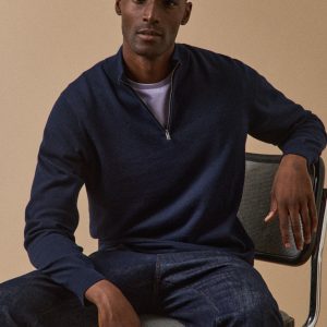 Pull col montant homme coton biologique et cachemire