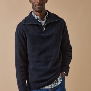Pull col camionneur zippé laine mérinos homme