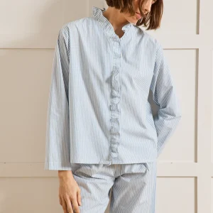 Pyjama rayé volanté femme