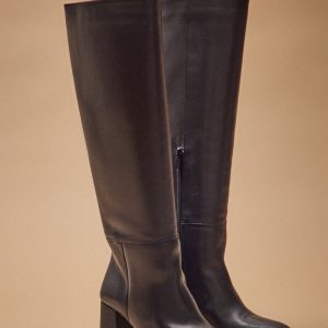 Bottes à talon cuir lisse femme