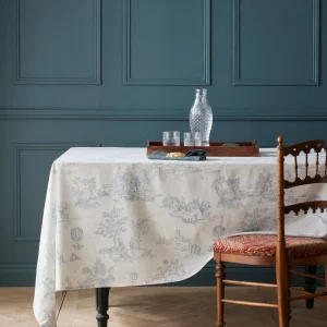 Nappe esprit jouy en coton tramé aspect lin