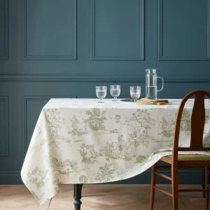 Nappe esprit jouy en coton tramé aspect lin