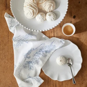 Serviette de table esprit jouy en coton tramé par lot de 4