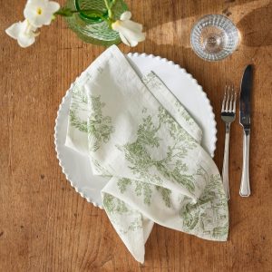 Serviette de table esprit jouy en coton tramé par lot de 4