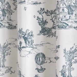 Rideau à ruflettes esprit toile de Jouy