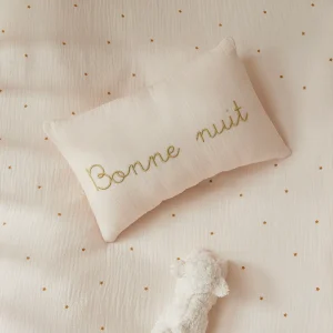 Petit coussin gaze de coton broderie dorée