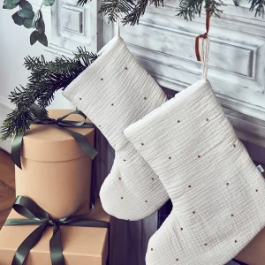 Chaussette de Noël gaze de coton par lot de 2