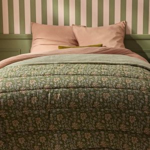 Boutis réversible tissu indien et rayures