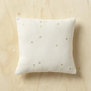 Coussin gaufré à pois brodés