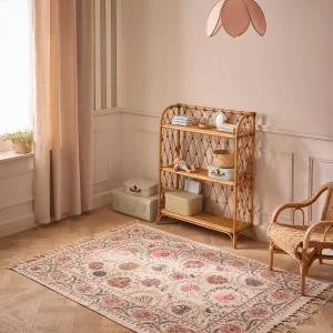 Tapis en coton brodé Flore - XL