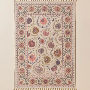 Tapis en coton brodé Flore - XS
