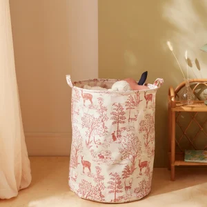 Bac de rangement rond esprit toile de Jouy